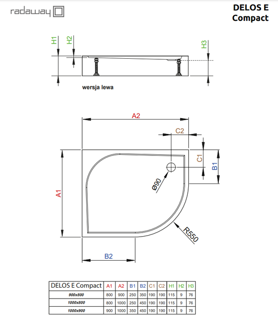 Душовий піддон RADAWAY Delos E Compact 100x80 лівий SDE1080-05L - зображення 2