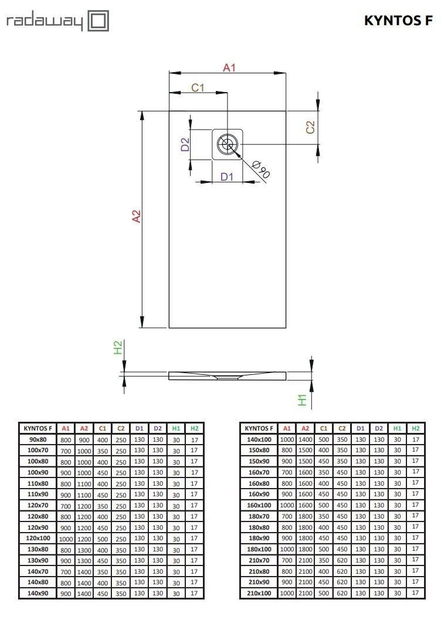 Душовий піддон RADAWAY Kyntos F 140x100 колір чорний HKF140100-54 - зображення 2