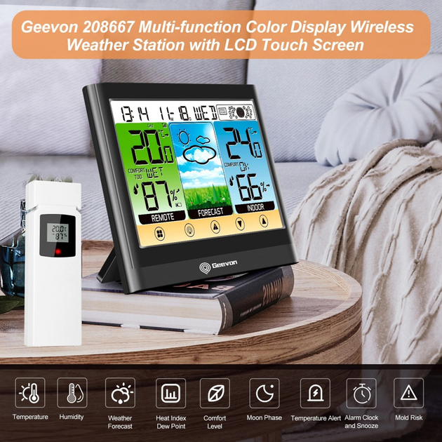 Метеостанция Geevon W-208667 Гидрометр; с выносным датчиком - изображение 6