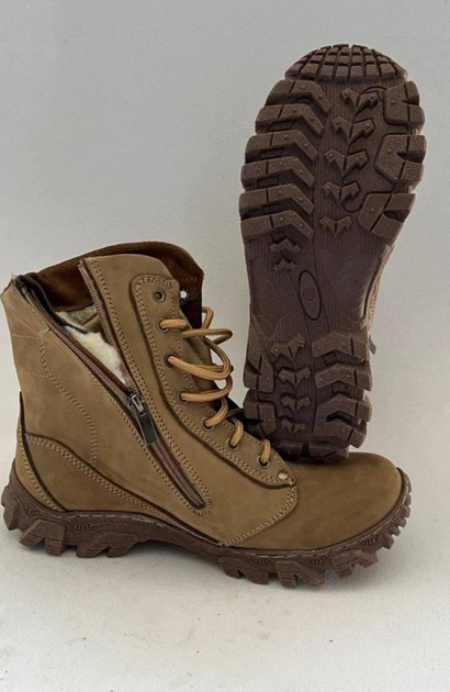 Зимові військові черевики на застібці-змійці Койот KH, підошва Energy (KH15-SHORT-ZM-WT-COY-EG-45) - изображение 1
