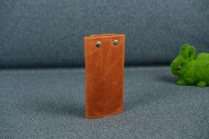 Ключница винтажная кожа Berty aqz-10209 на кнопках Коньяк - Фото 4 Ключница винтажная кожа Berty aqz-10209 на кнопках Коньяк - изображение 4