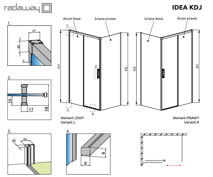 Душевая кабина RADAWAY Idea KDJ 130Rx70L 387043-01-01R+387048-01-01L в комплекте без поддона - изображение 3