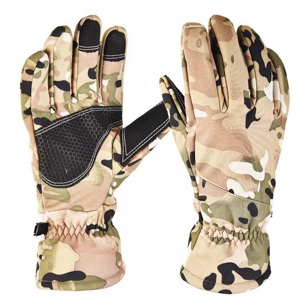 Зимові тактичні військові рукавиці Delta-Tec в камуфляжі мультикам розмір L - зображення 1
