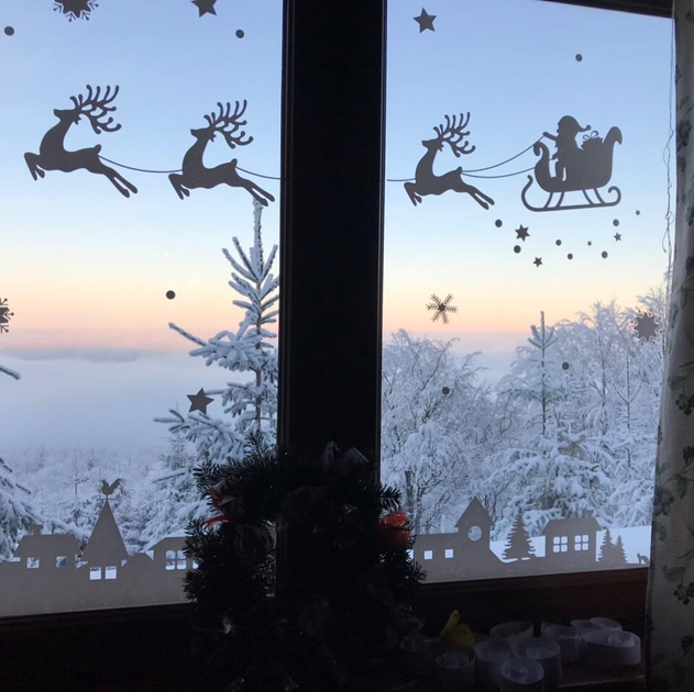Наклейка на стекло “Весёлый Дед Мороз с ёлкой” 11 × 13 см