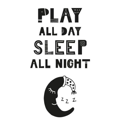Вінілова наклейка Play all day (місяць текстові наклейки в дитячу хлопчика і дівчинки) матова 970х310 мм - зображення 2
