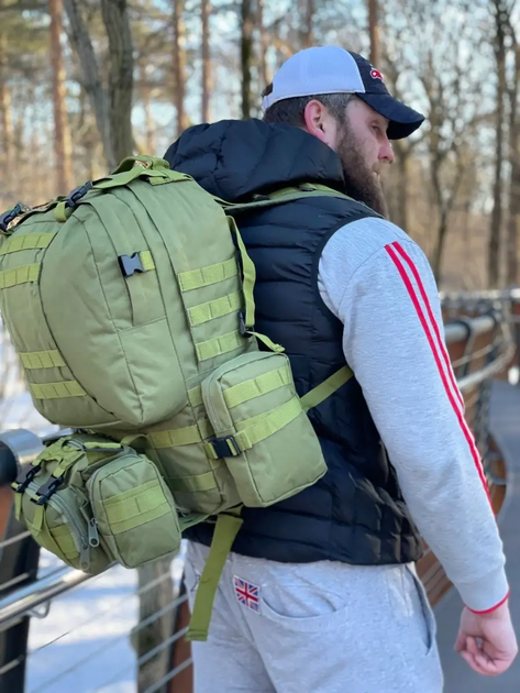 Рюкзак тактический с подсумками Eagle B08 55 литр Green Olive - изображение 6