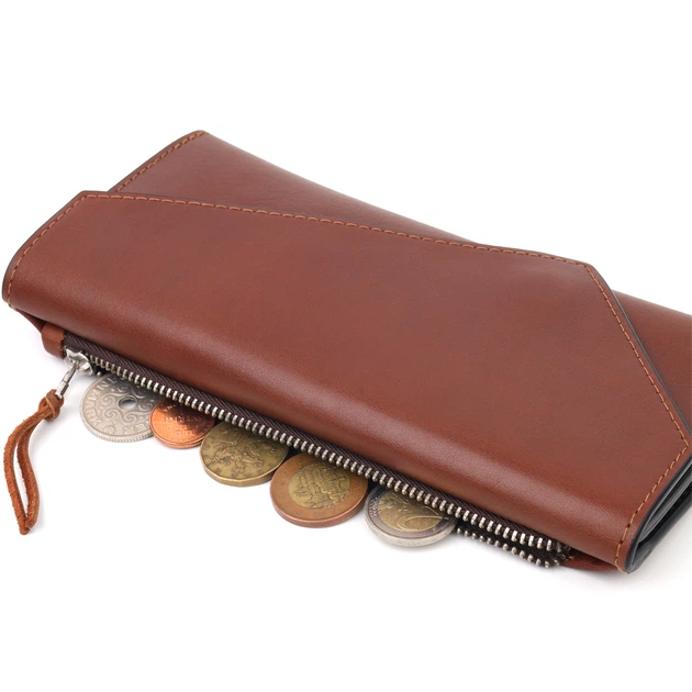 Портмоне кожаное Grande Pelle leather-11424 Коричневое - Фото 5 Портмоне кожаное Grande Pelle leather-11424 Коричневое - изображение 5