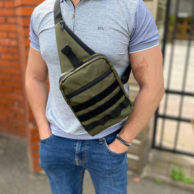 Мужская нагрудная тактическая сумка с кобурой Tactica хаки - изображение 1