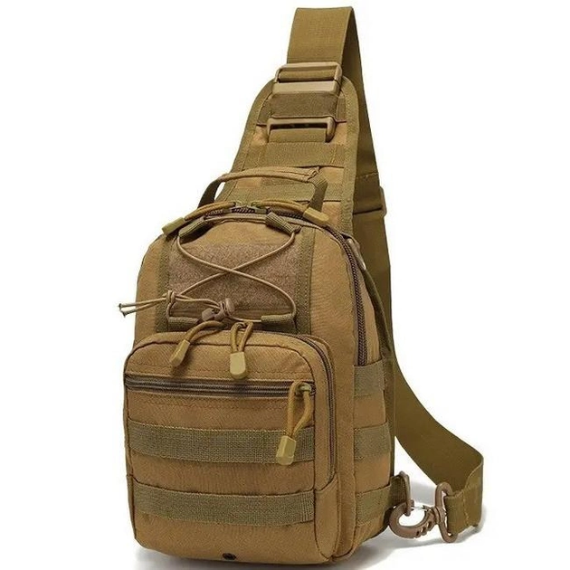 Рюкзак сумка через плече чоловіча тактична A74 пісочна - зображення 1