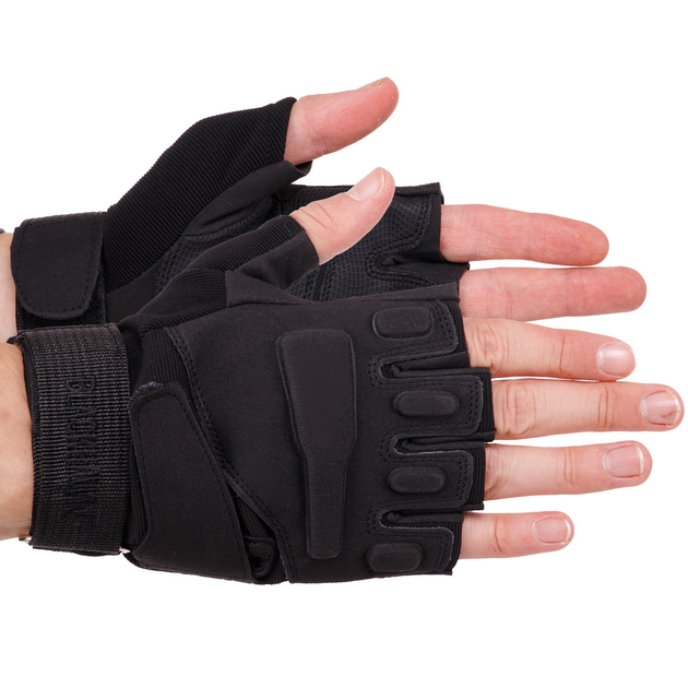 Защитные тактические военные перчатки без пальцев для охоты рыбалки BLACKHAWK черные АН4380 размер L - изображение 1