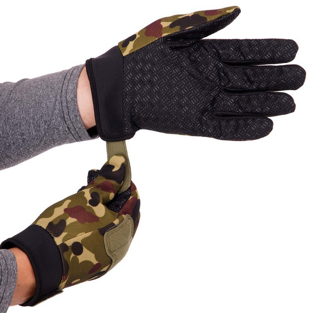 Защитные тактические военные перчатки без пальцев для охоты рыбалки PRO TACTICAL камуфляжные АН8791 размер L - изображение 2