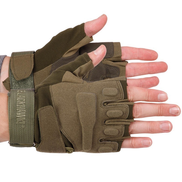 Защитные тактические военные перчатки без пальцев для охоты рыбалки BLACKHAWK оливковые АН4380 размер XL - изображение 1