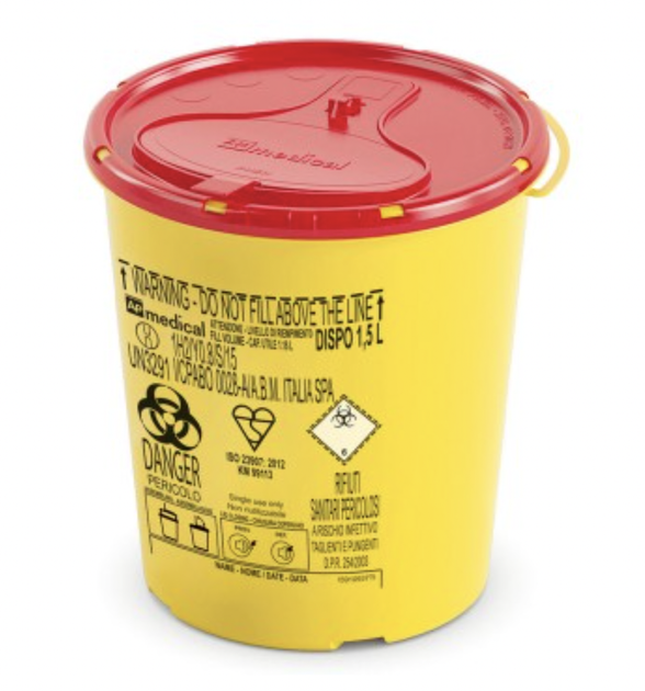 Контейнер для сбора игл и мед. отходов AP Medical DISPO емкость 1,5 л. с PP, круглый (00281) - изображение 1