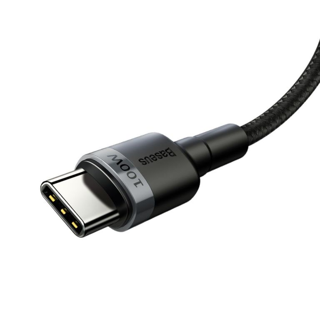 Кабель Baseus Cafule PD2.0 100W flash charging USB For Type-C cabel (20V 5A) 2m (CATKLF-ALG1) Gray+Black - изображение 3