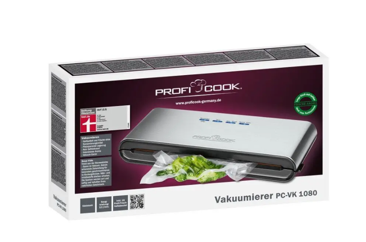 Вакуумний пакувальник побутовий Proficook PC-VK-1080 кухонний вакууматор для продуктів з пакетами для вакуумизації Сріблястий - зображення 6