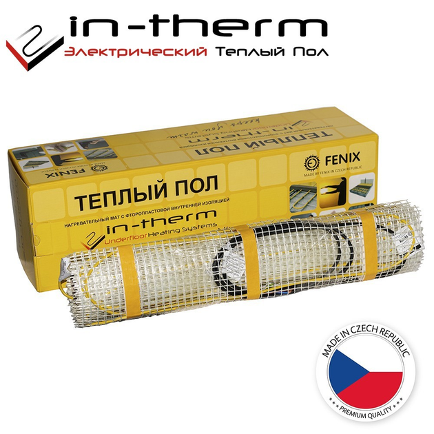 Нагревательный мат In-Therm 1300 Вт (6,4 м2), электрический теплый пол .