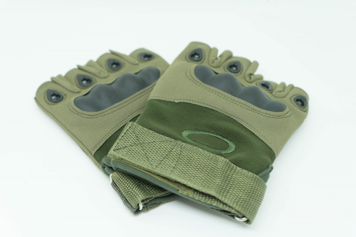 Тактические перчатки беспалые защитные L Олива - изображение 1