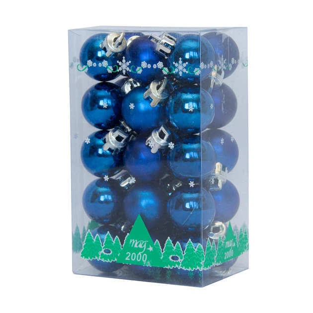Набор елочных игрушек - мини-шары в коробке, 30 шт, d2,5 см, синий, глянец, пластик (032327-4) - изображение 4