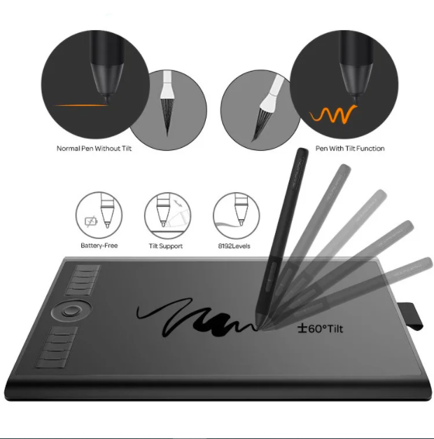 Графический планшет Gaomon M10K Pro + Цифровое перо ArtPaint AP32 рабочая область 255 х 159 мм Черный - изображение 2
