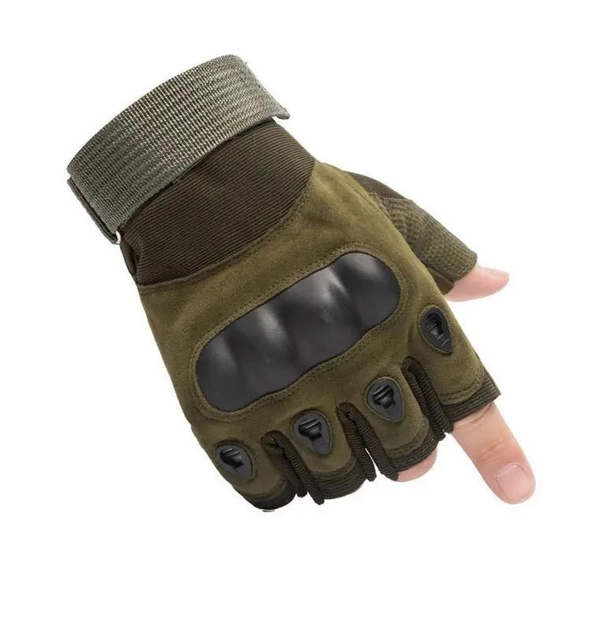 Тактичні рукавички Combat Tac безпалі військові Хакі XL - зображення 1