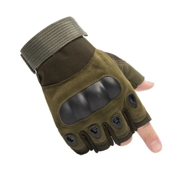 Тактичні рукавички Combat Tac безпалі військові Хакі L - зображення 1