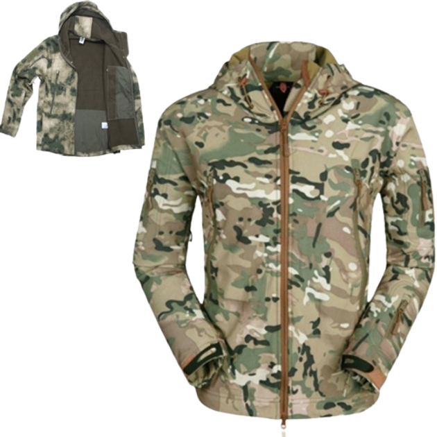 Тактическая куртка на флисе SOFT SHEL мультикам XXL - изображение 1