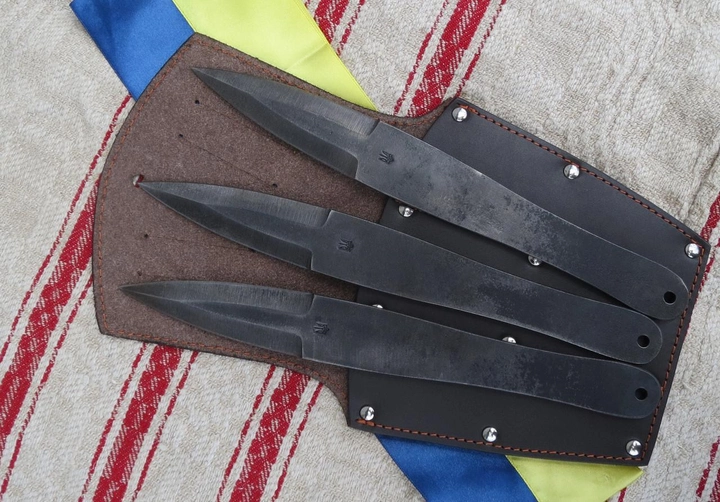 Набір ножів метальний "Пелюстка" ручної роботи з чохлом. - зображення 2