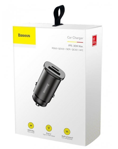 Автомобільний зарядний пристрій Baseus CCALL-AS01 PPS Car Charger 30Вт PD3.0 QC4 USB/USB Type-C Black - Фото 5 Автомобільний зарядний пристрій Baseus CCALL-AS01 PPS Car Charger 30Вт PD3.0 QC4 USB/USB Type-C Black - зображення 5