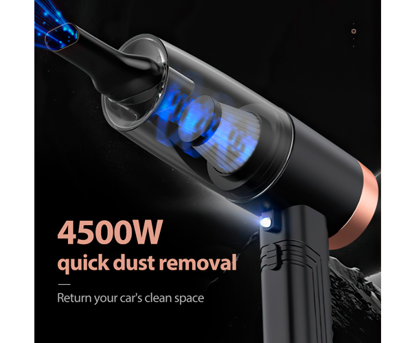 Пылесос автомобильный ручной с подсветкой, зарядкой от прикуривателя Vacuum cleaner 2в1 черный 120W (wm-4039_283) - изображение 7