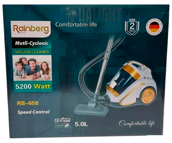 Колбовый пылесос без мешка, для сухой уборки 5 л Rainberg RB-658 желто-белый 5200W (RB-658_2501) - изображение 6