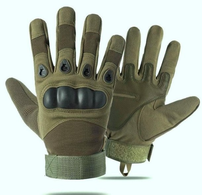 Тактичні рукавиці повнопалі кольору олива - изображение 2