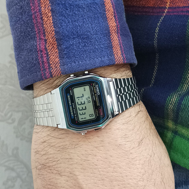 Чоловічий наручний годинник з точним кварцовим механізмом Casio A159W-N1DF Срібло (Білий екран) - зображення 4