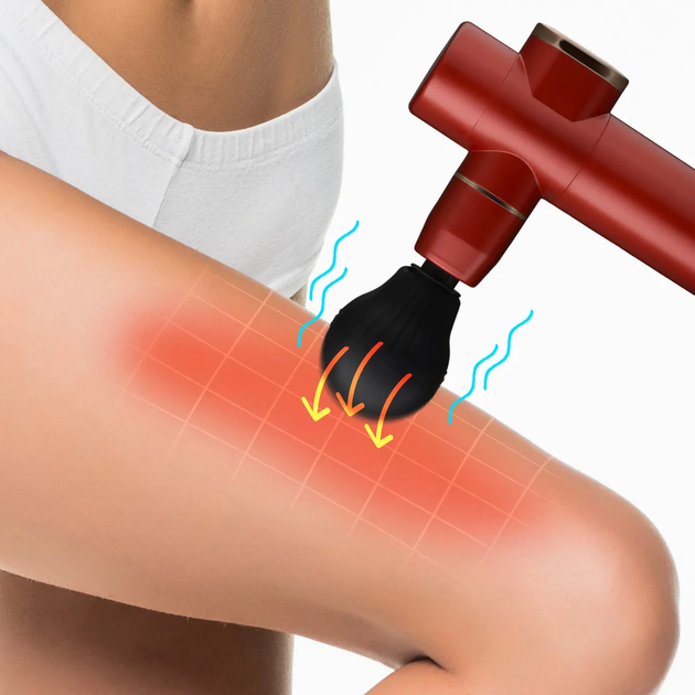 Портативний вібраційний ручний масажер для тіла міні-пістолет Fascia Mini Massage Gun 2021 акумуляторний, розслаблює м'язи Червоний - зображення 5