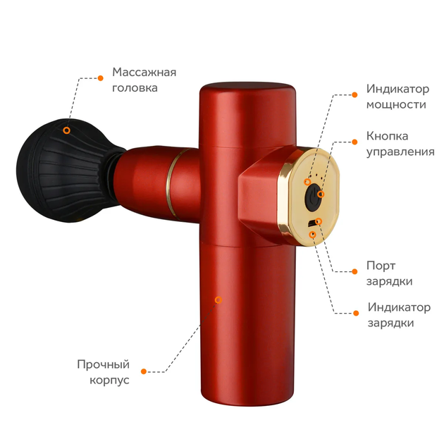Портативний вібраційний ручний масажер для тіла міні-пістолет Fascia Mini Massage Gun 2021 акумуляторний, розслаблює м'язи Червоний - зображення 10