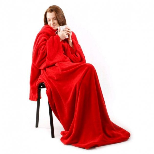 Плед халат з рукавами JML Snaggle-Blanket універсальний розмір, тепла флісова ковдра Червоний - Фото 3 Плед халат з рукавами JML Snaggle-Blanket універсальний розмір, тепла флісова ковдра Червоний - зображення 3
