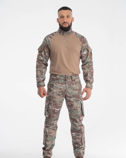 Тактична Осіння військова форма комплект костюм, (Убакс + Штани), Камуфляж "Мультикам", Розмір: XXL - зображення 1