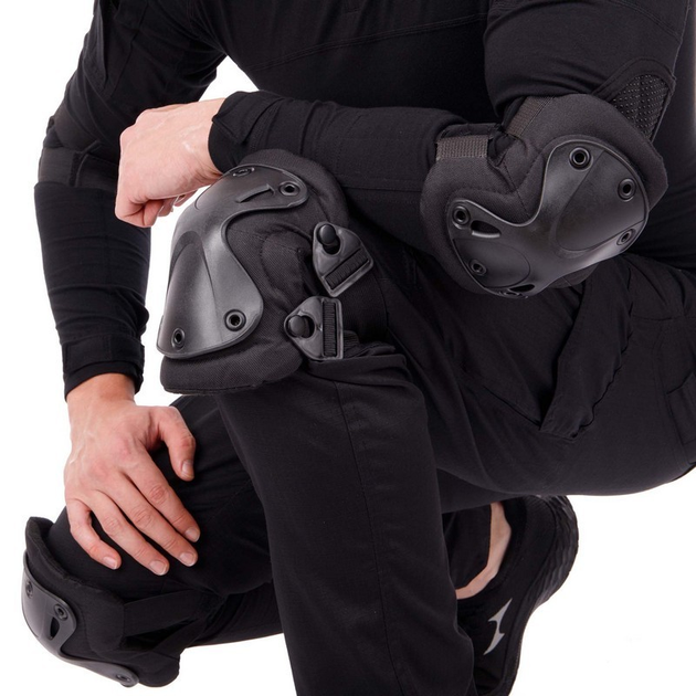 Прочные тактические наколенники и налокотники комплект защиты для коленей и локтей PRO TACTICAL черные АН7495 - изображение 2