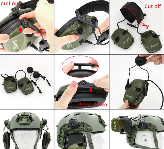 Адаптер на рейки шолома ACM Headset Helmet Rail для тактичних стрілецьких навушників Howard Impact Sport - зображення 4