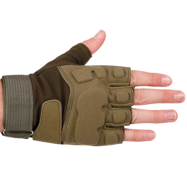 Тактические перчатки без пальцев военные армейские для рыбалки охоты с защитой TACTICAL Оливковые (BC-8811) XL - изображение 2