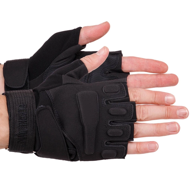 Тактичні рукавички без пальців військові BLACKHAWK Для риболовлі для полювання Поліестер Чорний (BC-4380) M - зображення 1