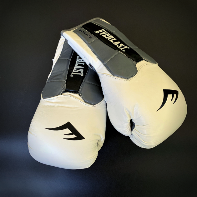 Боксерские перчатки кожаные EVERLAST Для тренировок На липучке Белый-серый 10 унций (MA-6759) Б/У - изображение 10