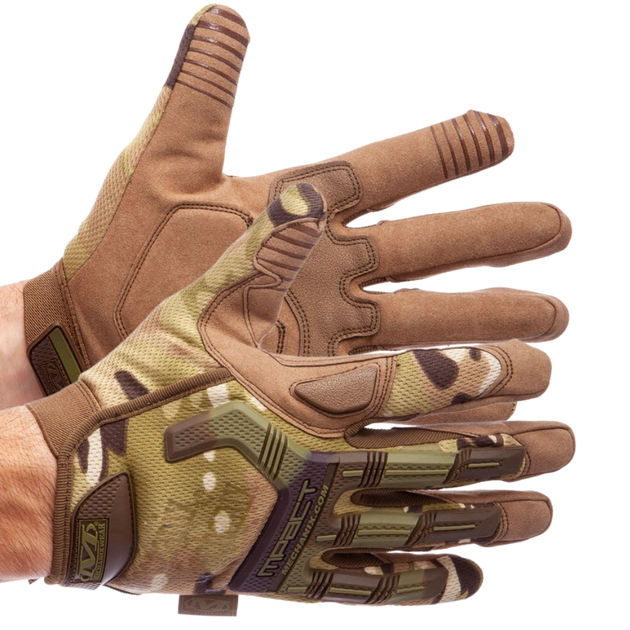 Тактические перчатки военные с закрытыми пальцами и накладками Механикс MECHANIX MPACT Камуфляж (BC-5622) L - изображение 1
