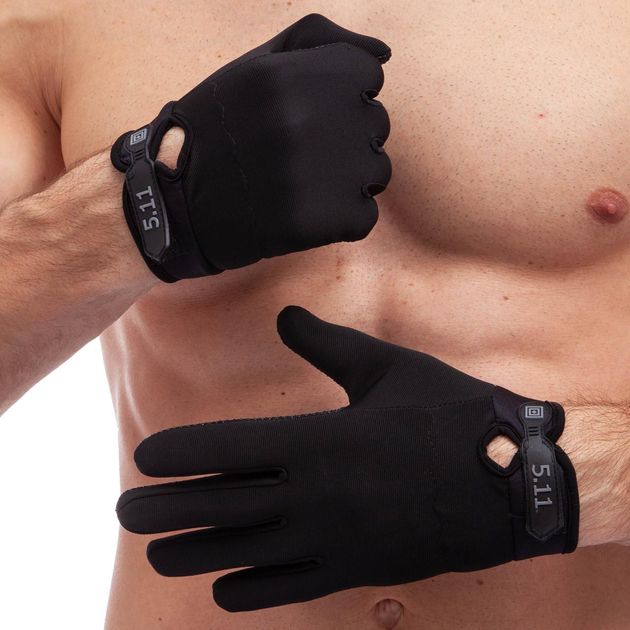 Тактичні рукавиці з закритими пальцями 5.11 Для полювання туризму Нейлон текстиль Чорний (BC-0527) M - зображення 2