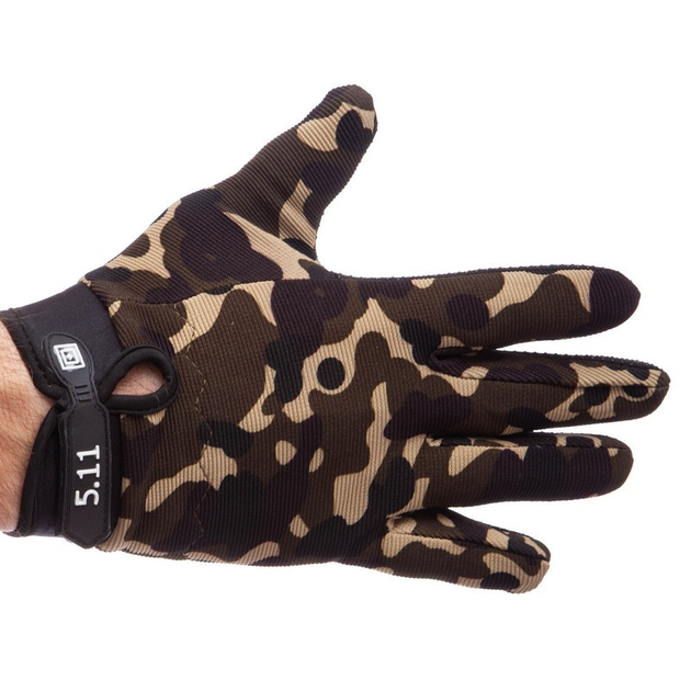 Тактические перчатки с закрытыми пальцами 5.11 Для охоты туризма Нейлон текстиль Камуфляж (BC-0527) M - изображение 2