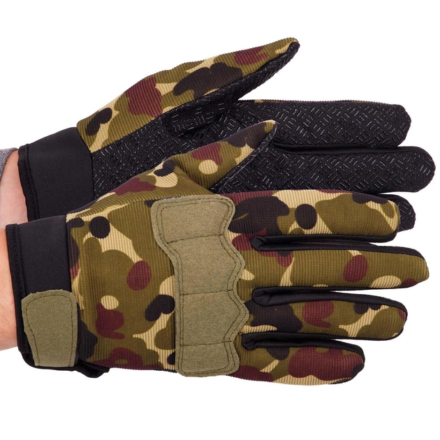 Тактические перчатки для военных Перчатки с закрытыми пальцами для охоты TACTICAL Полиэстер Камуфляж (BC-8791) XL - изображение 1