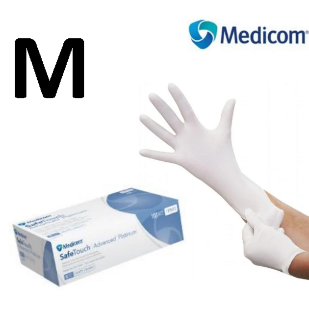 Перчатки нитриловые неопудренные белые, размер М (100 шт/уп) Medicom PLATINUM 3.6 г/м2 - изображение 1