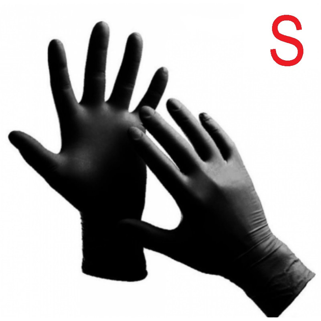 Перчатки нитриловые неопудренные чёрные, размер S, (1 пара) 4 г/м2 - изображение 1