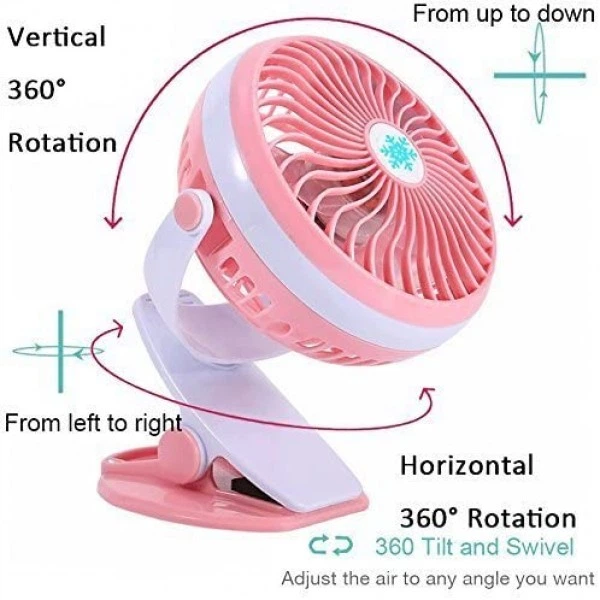 Переносной USB мини-вентилятор Mini Fan ML-F168 с аккумулятором на прищепке, розовый - изображение 6