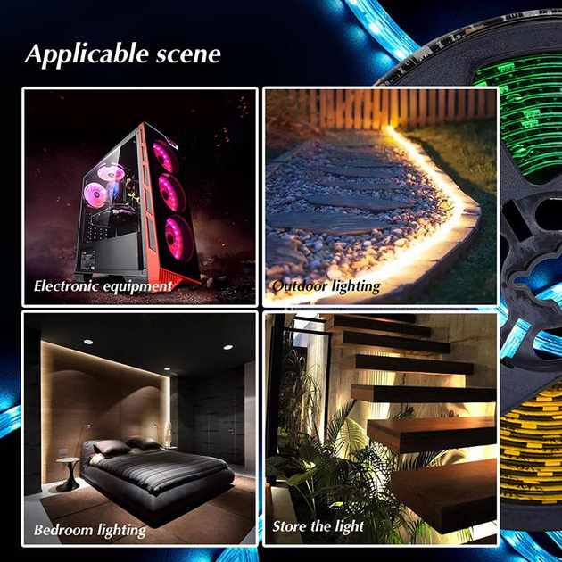 Светодиодная лента LED UKC A3-5050 RGB c пультом, многоцветная, водостойкая гирлянда 5 метров - изображение 6