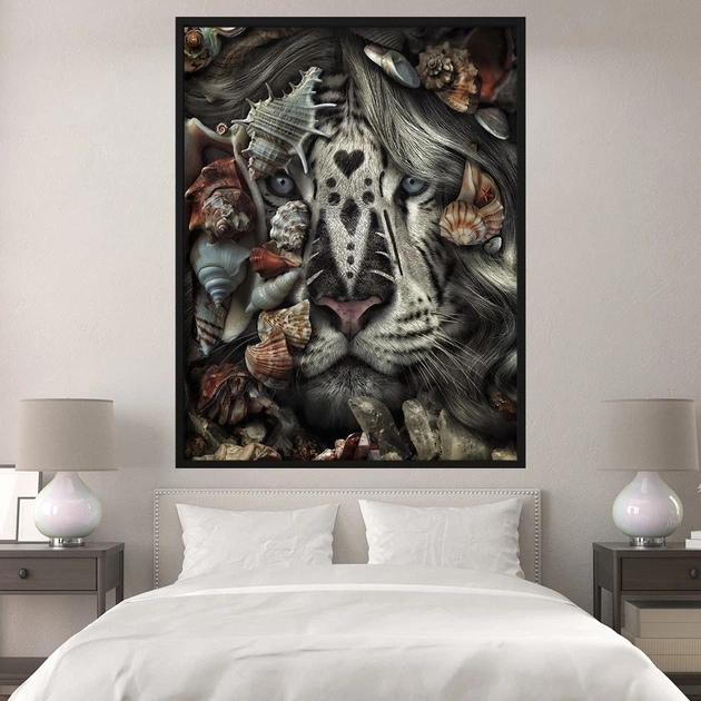 Картина Холстович White tiger 30x40 см. Картина с белым тигром для офиса, гостиной, спальни, интерьера - Фото 1 Картина Холстович White tiger 30x40 см. Картина с белым тигром для офиса, гостиной, спальни, интерьера - изображение 1